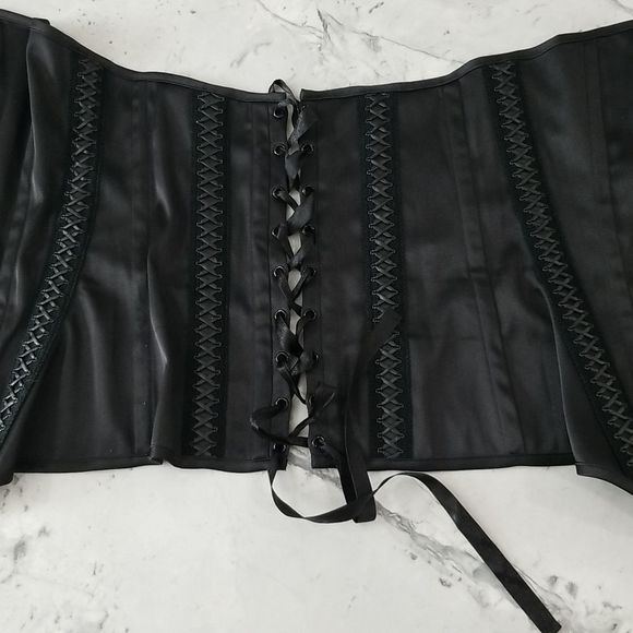 Charlotte Russe, NWT, black corset, size L, snap back, tie front, Y2K, Brittany - Picture 13 of 16